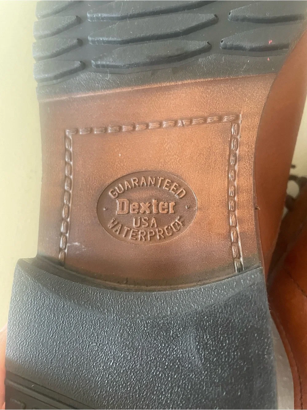 Dexter Brown Leather Oxford Shoes lace Up Rubber Soles Waterproof 12M USA Vtg